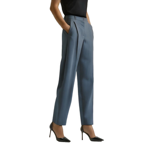 100% Virgin Wool Baby Blue 80s Trousers Tapered Leg Vintage High Rise Size 10